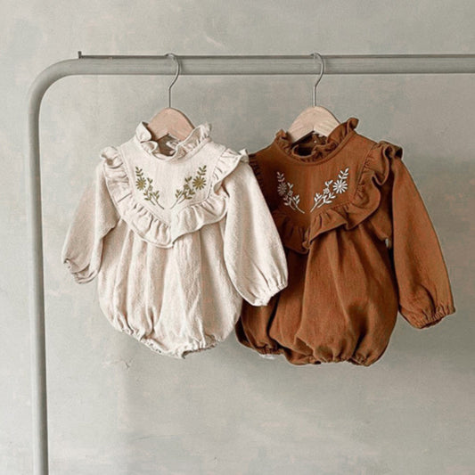 ナチュラルカントリー刺繍ロンパース(2color)