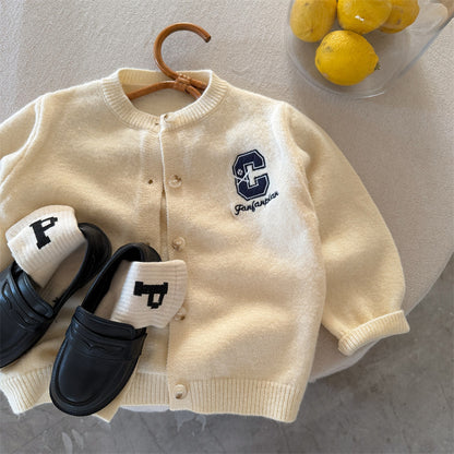 🅽🅴🆆 [4color / 90-140] カレッジワッペンニットカーディガン