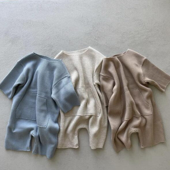 ゆったりワッフルロンパース(3color)