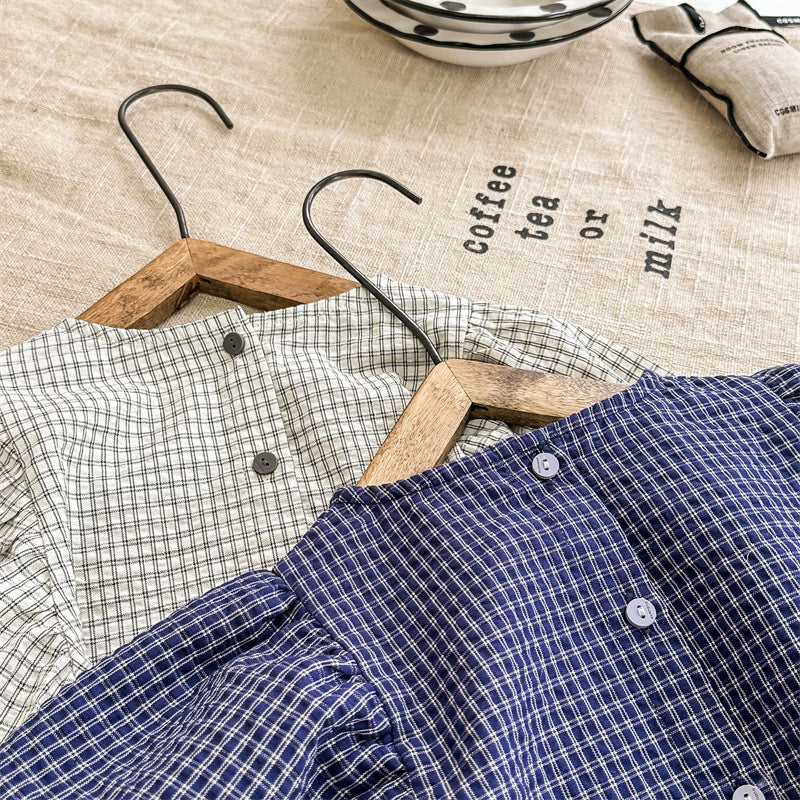 ゆったりぱふチェック柄トップス(2color)