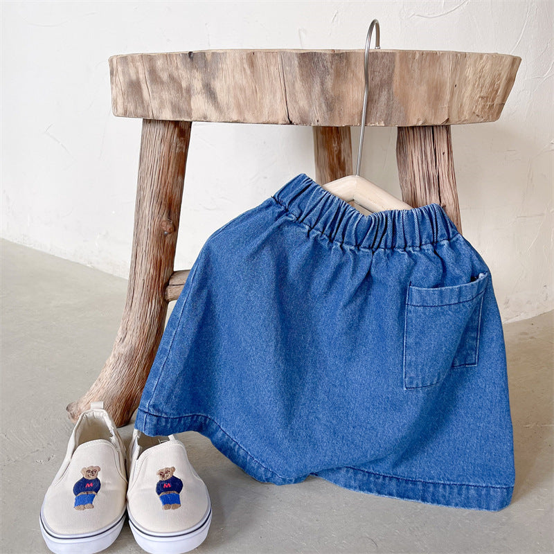 シンプルデニムポケットスカート