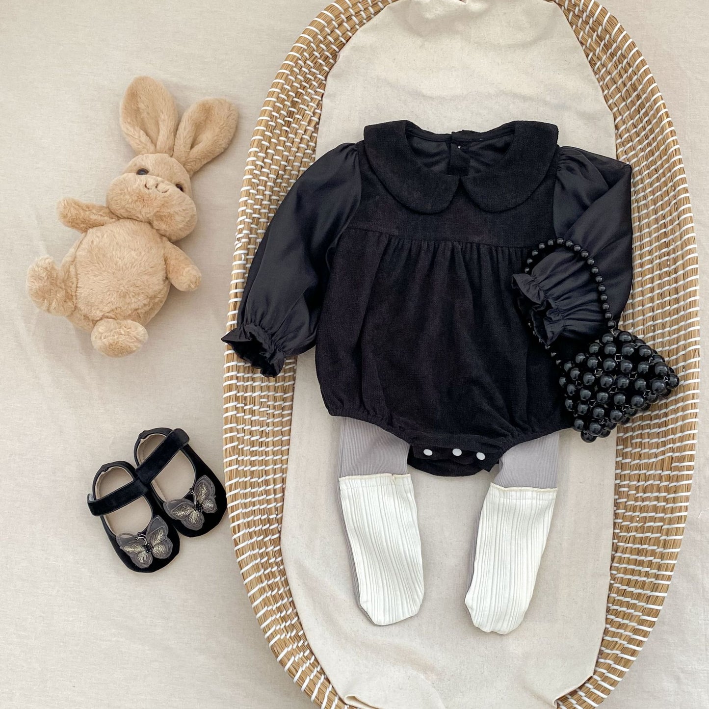 コーデュロイ切り替えロンパース(2color)