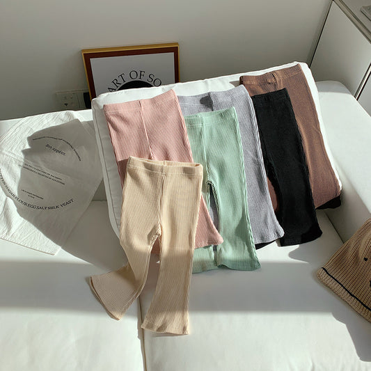 🅽🅴🆆 [6color / 90-140] シンプルカラーリブフレアパンツ