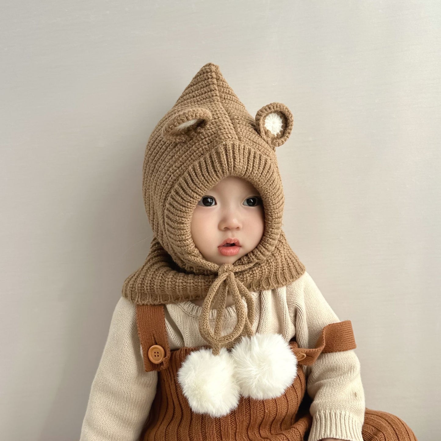 🅽🅴🆆 ぽんぽんクマさんフードニット(5color)