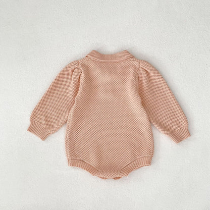 シンプル衿ニットロンパース(2color)