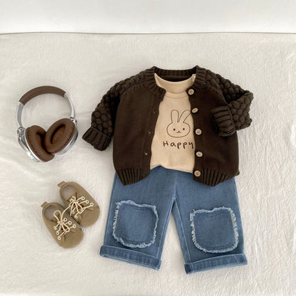 ポコポコスリーブニットカーディガン(2color)