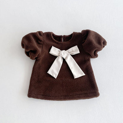 🅽🅴🆆 ビックリボンもこもこワンピース(2color)