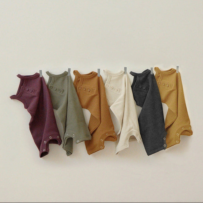 [5color / 66-90] コットンワッフルキャミロンパース
