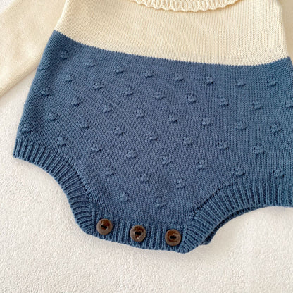 ヨーロピアンバイカラーニットロンパース