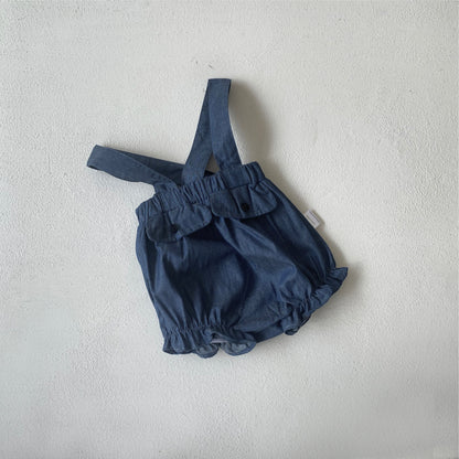 🅽🅴🆆 [2color / 66-90] ベビー裾フリルサスペンダーパンツ