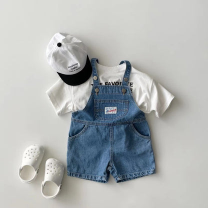 ハーフデニムパンツサロペット(2color)