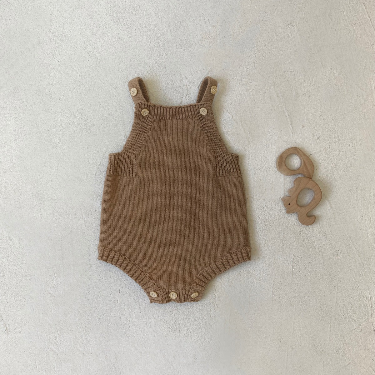 [2color / 66-73] こっくりシンプルベビーサロペットロンパース