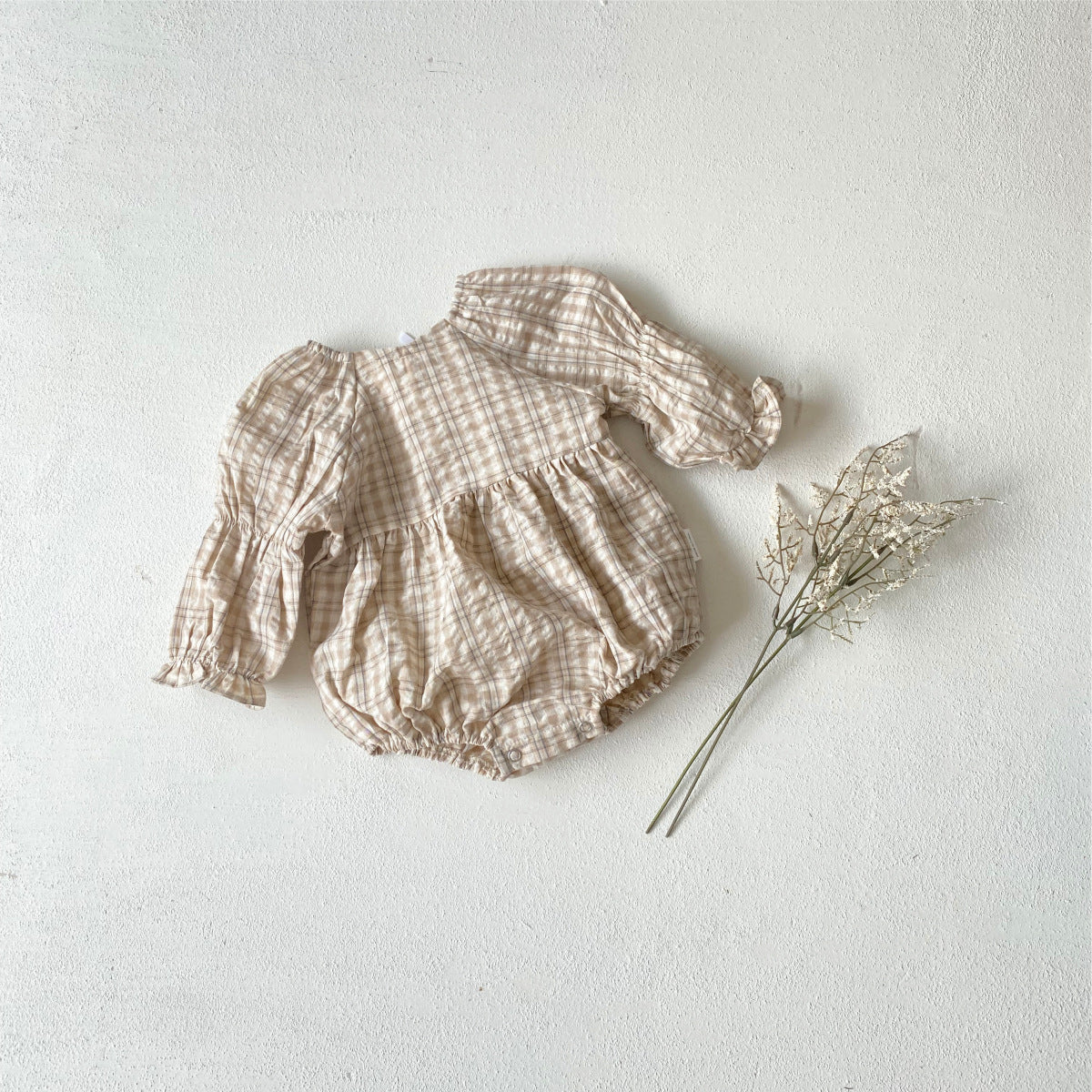 カントリーチェックブラウスロンパース(2color)