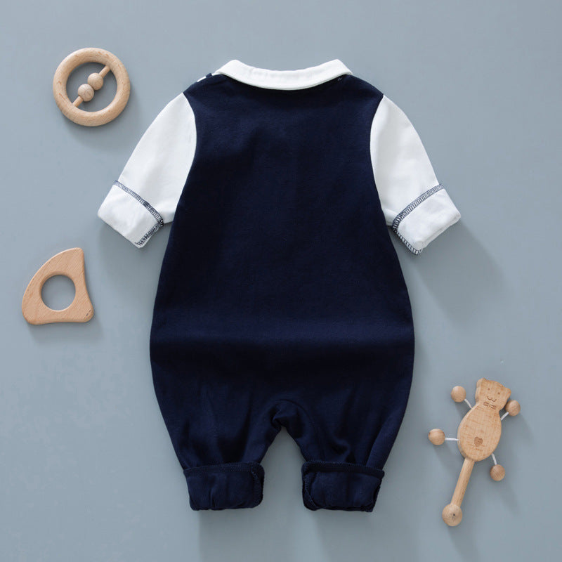 🅽🅴🆆 ネイビーベビーフォーマルロンパース