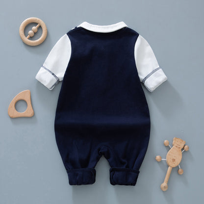 🅽🅴🆆 ネイビーベビーフォーマルロンパース