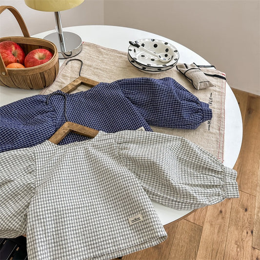 ゆったりぱふチェック柄トップス(2color)