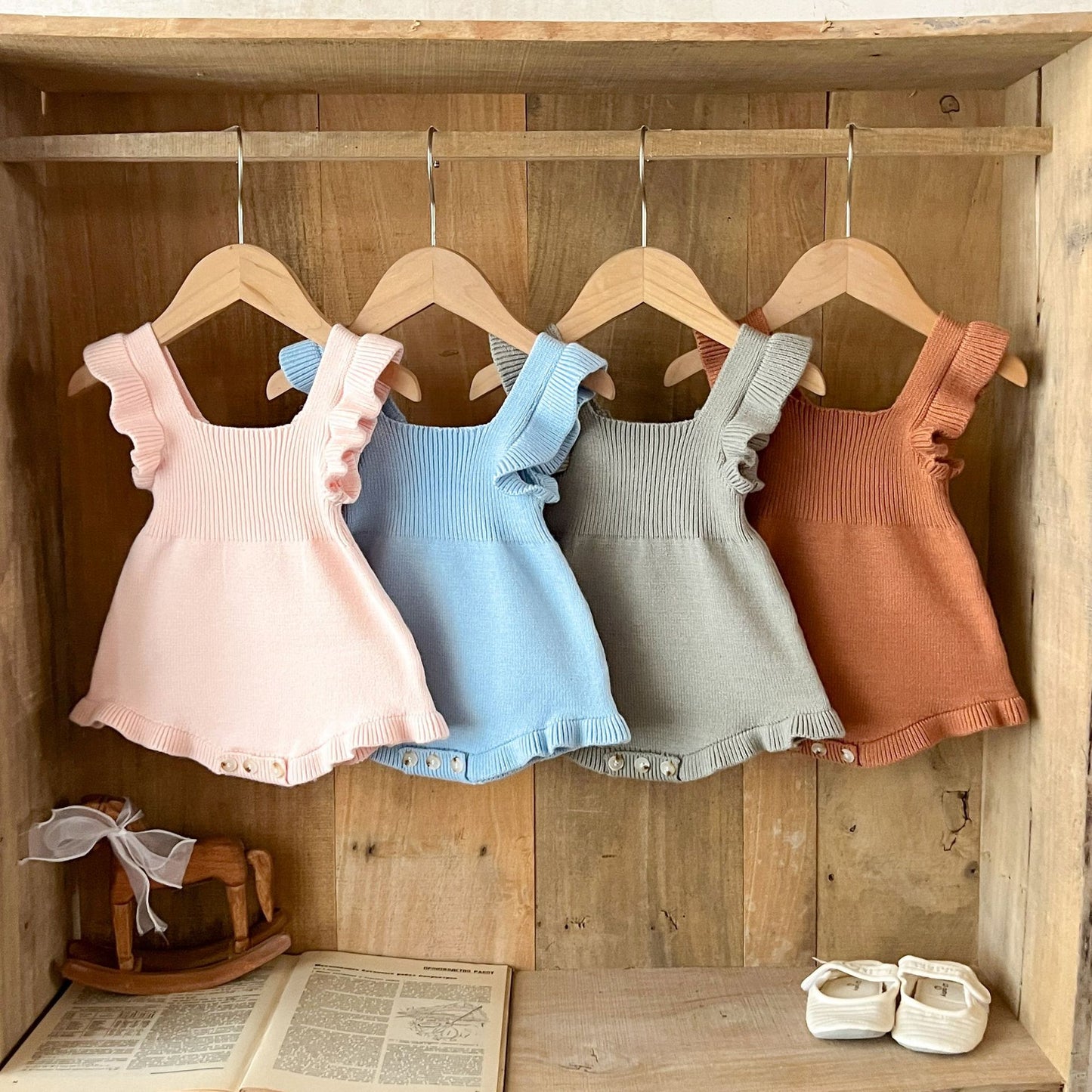 シンプルフリルベビーサロペット(4color)