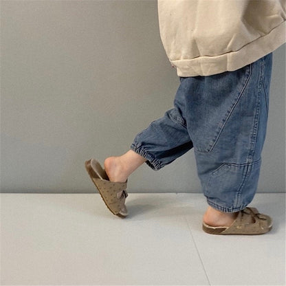 🅽🅴🆆 [2color / 80-130] パッチワークデニムパンツ
