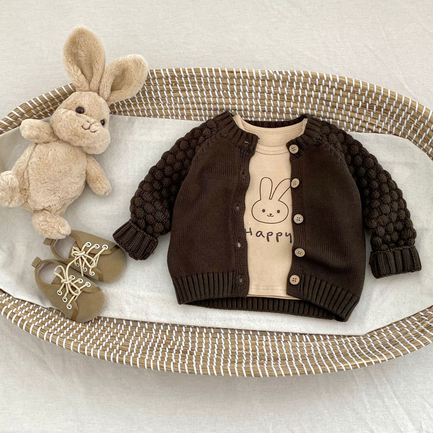 ポコポコスリーブニットカーディガン(2color)