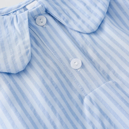 ストライプチュールシャツワンピース