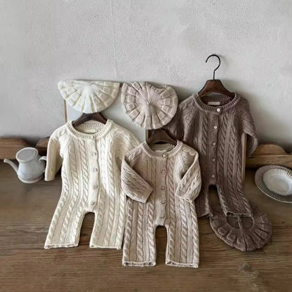 縄編みショコラニットロンパース(3color)