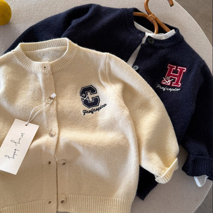 🅽🅴🆆 [4color / 90-140] カレッジワッペンニットカーディガン