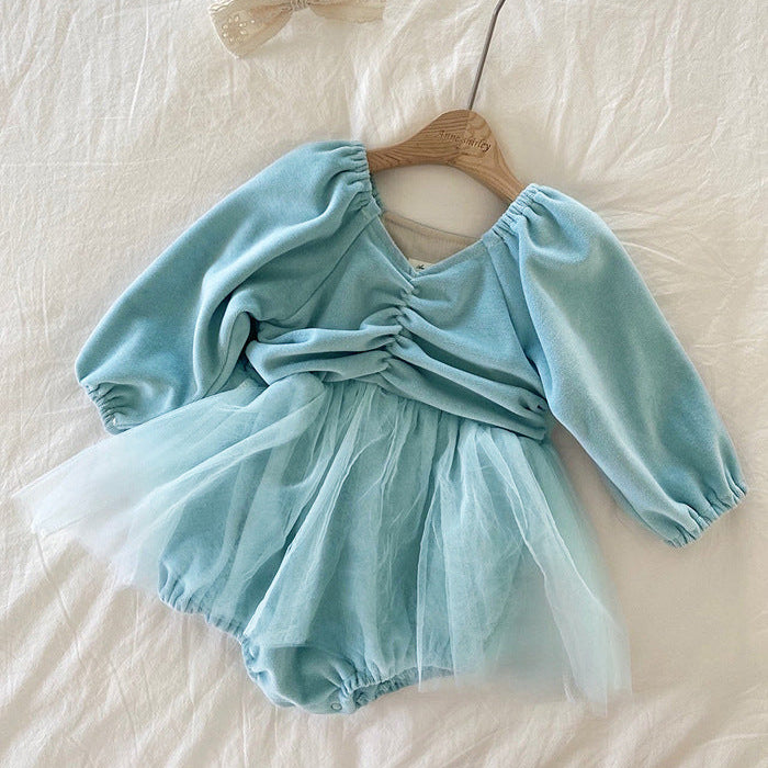 ベルベットギャザーロンパース