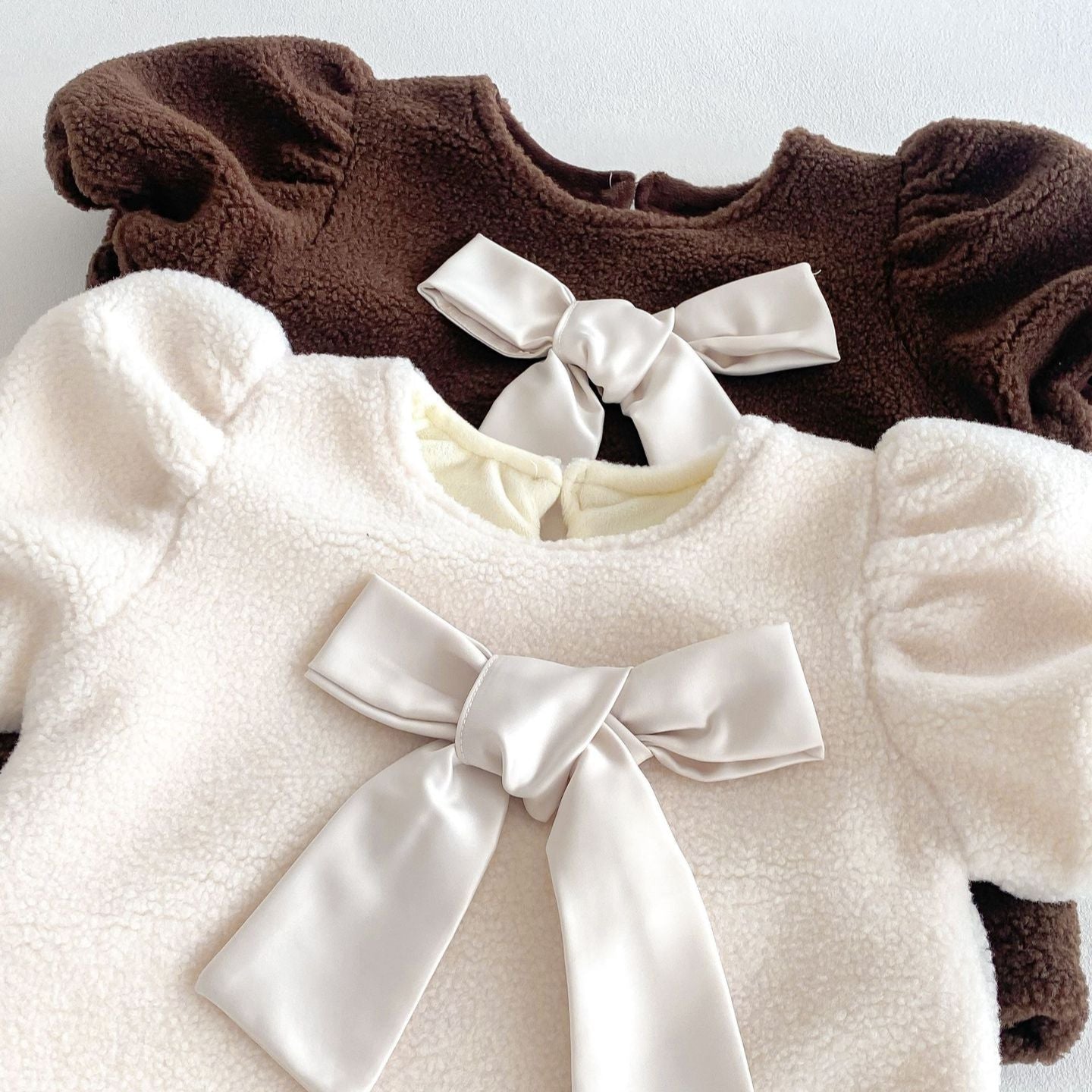 🅽🅴🆆 ビックリボンもこもこワンピース(2color)