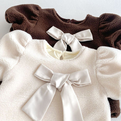 🅽🅴🆆 ビックリボンもこもこワンピース(2color)