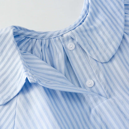 ストライプチュールシャツワンピース