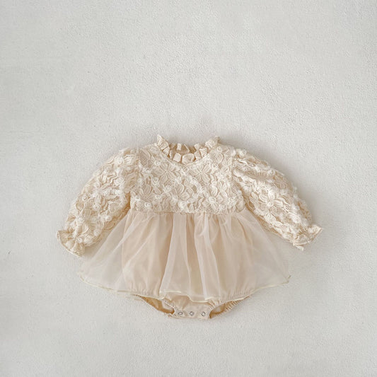 🅽🅴🆆 フラワーメッシュフリルカラーロンパース