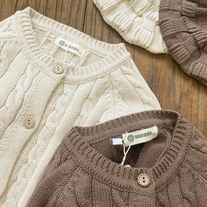 縄編みショコラニットカーディガン(3color)