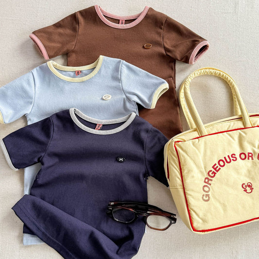 🅽🅴🆆 [3color / 80-130] パイピングカラースリムチュニック