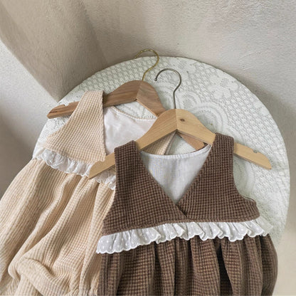 ワッフルコーデュロイベビーロンパース(2color)