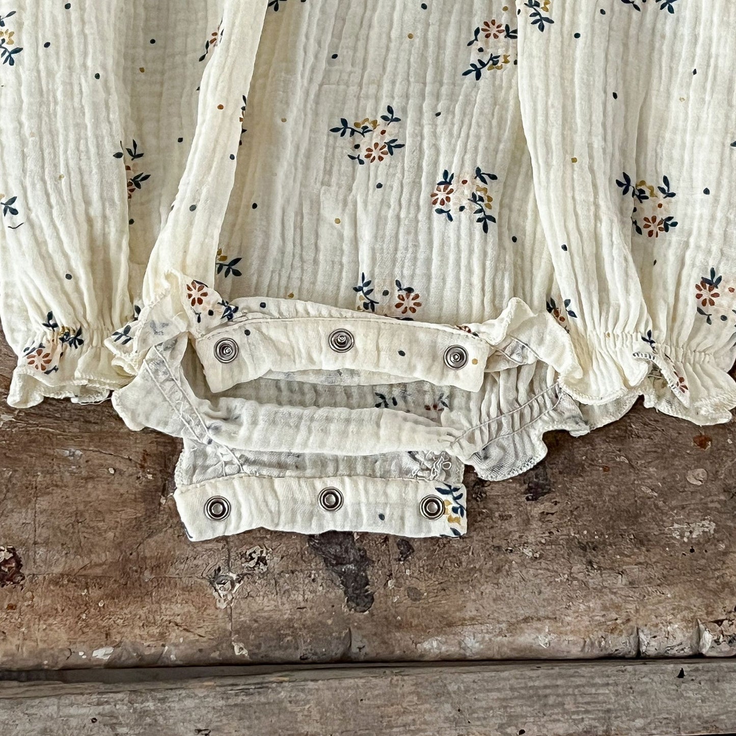 カントリーコットン長袖ロンパース