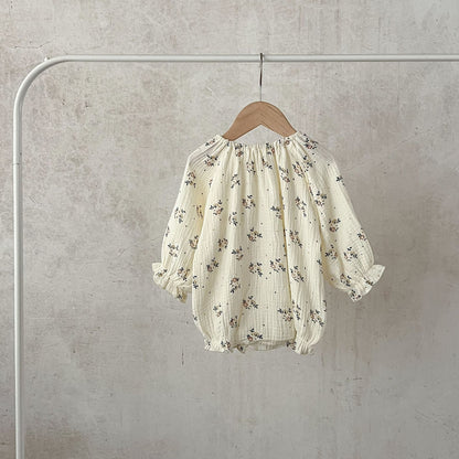 カントリーコットン長袖ロンパース