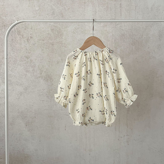 カントリーコットン長袖ロンパース