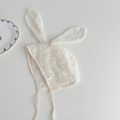 刺繍レースラビットベビーボンネット(2color)
