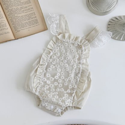 デイジーレース刺繍オーバーオール