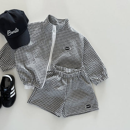 ギンガムチェックジップセットアップ(3color)