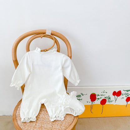 フロントレースホワイトロンパースセット