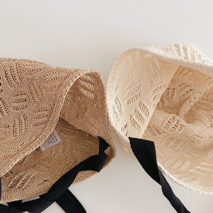 柄編みリボンボンネット(2color)