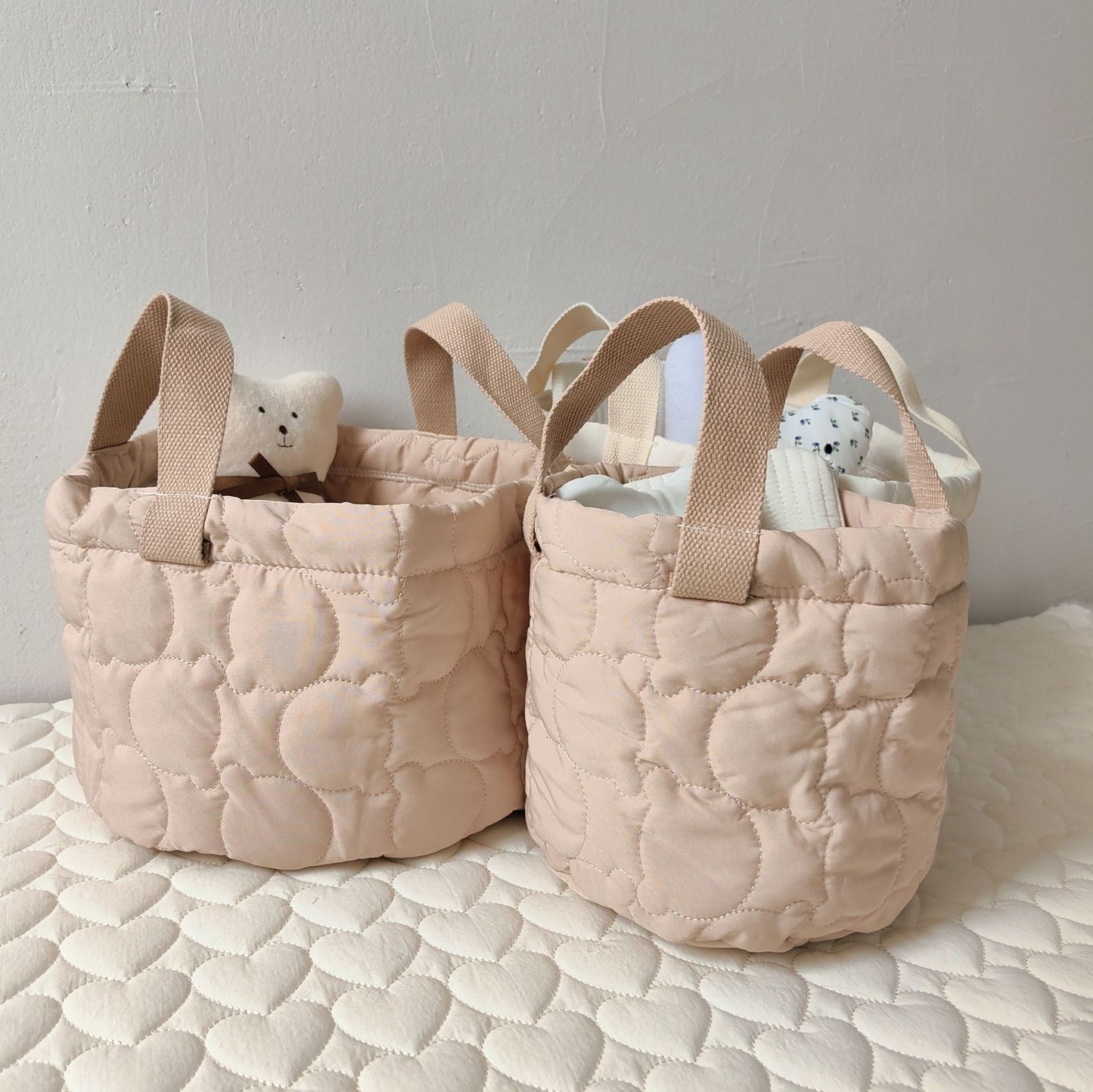 ぷっくりベアキルティングバスケット(2color)