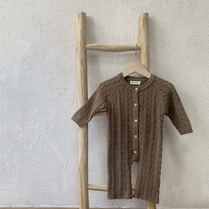 縄編みショコラニットロンパース(3color)