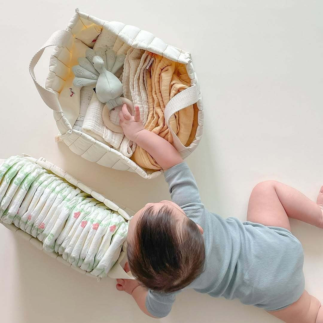 ナチュラルキルティングベビーバスケット(2size)