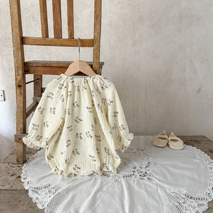 カントリーコットン長袖ロンパース