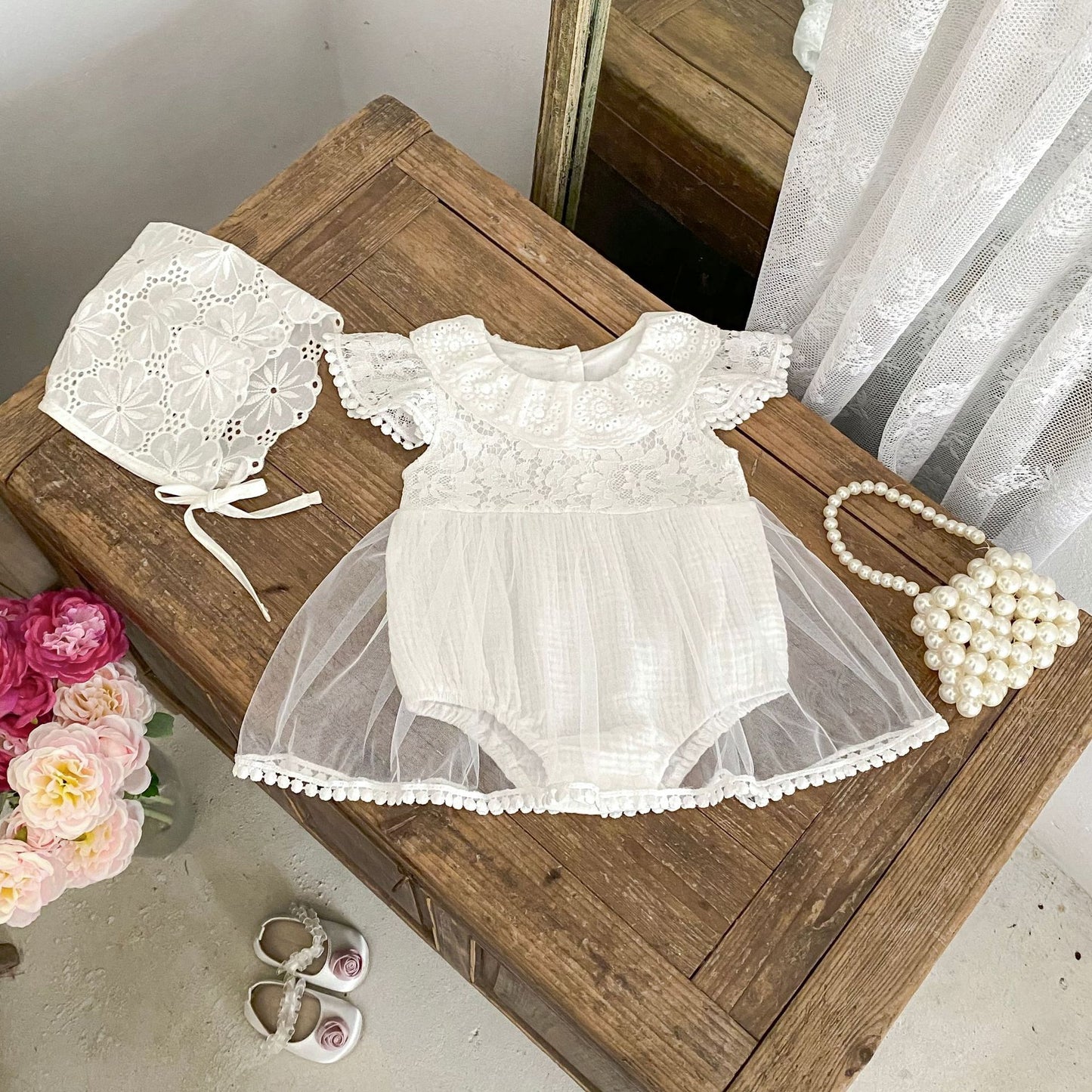 ヨーロピアンレースサマードレスロンパース