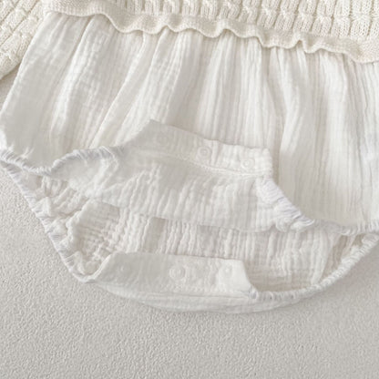 デザインニット切り替えロンパース