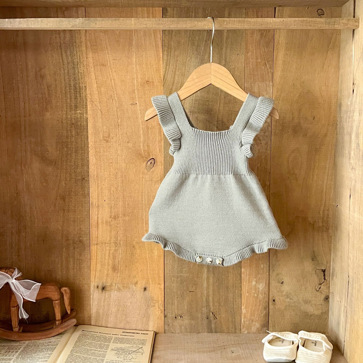 シンプルフリルベビーサロペット(4color)