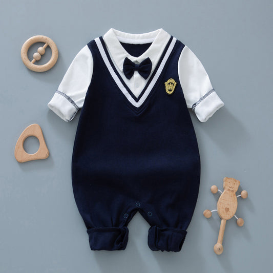 🅽🅴🆆 ネイビーベビーフォーマルロンパース